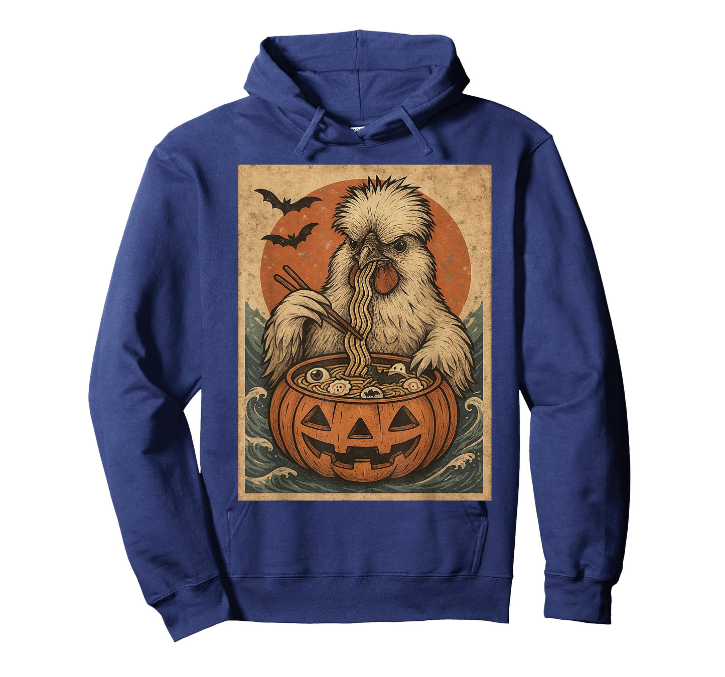 Funny Spooky Silkie Chicken Pumpkin Japanese Ramen Noodles T-Shirt