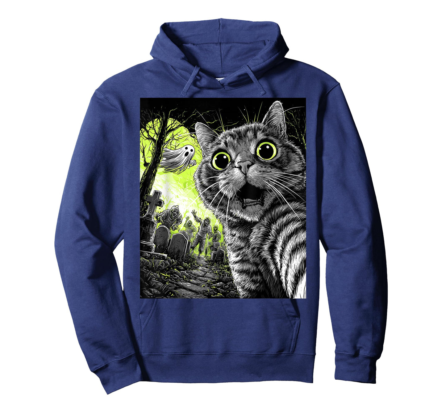 Zombie Cat Selfie Funny Scary Halloween Cemetery Ghost T-Shirt