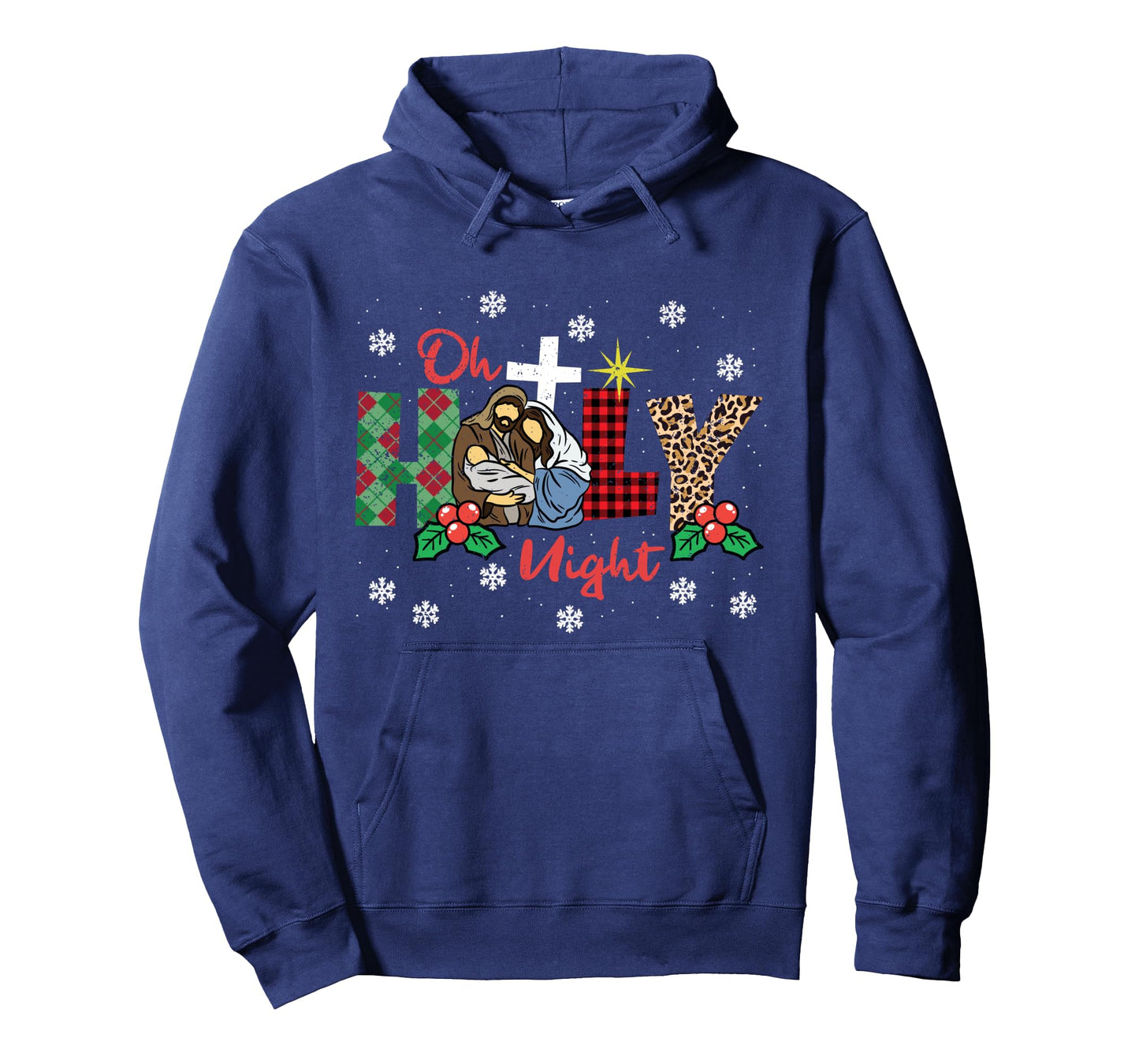 Oh Holy Night Christmas Pajama X-Mas Plaid Christian Long Sleeve T-Shirt