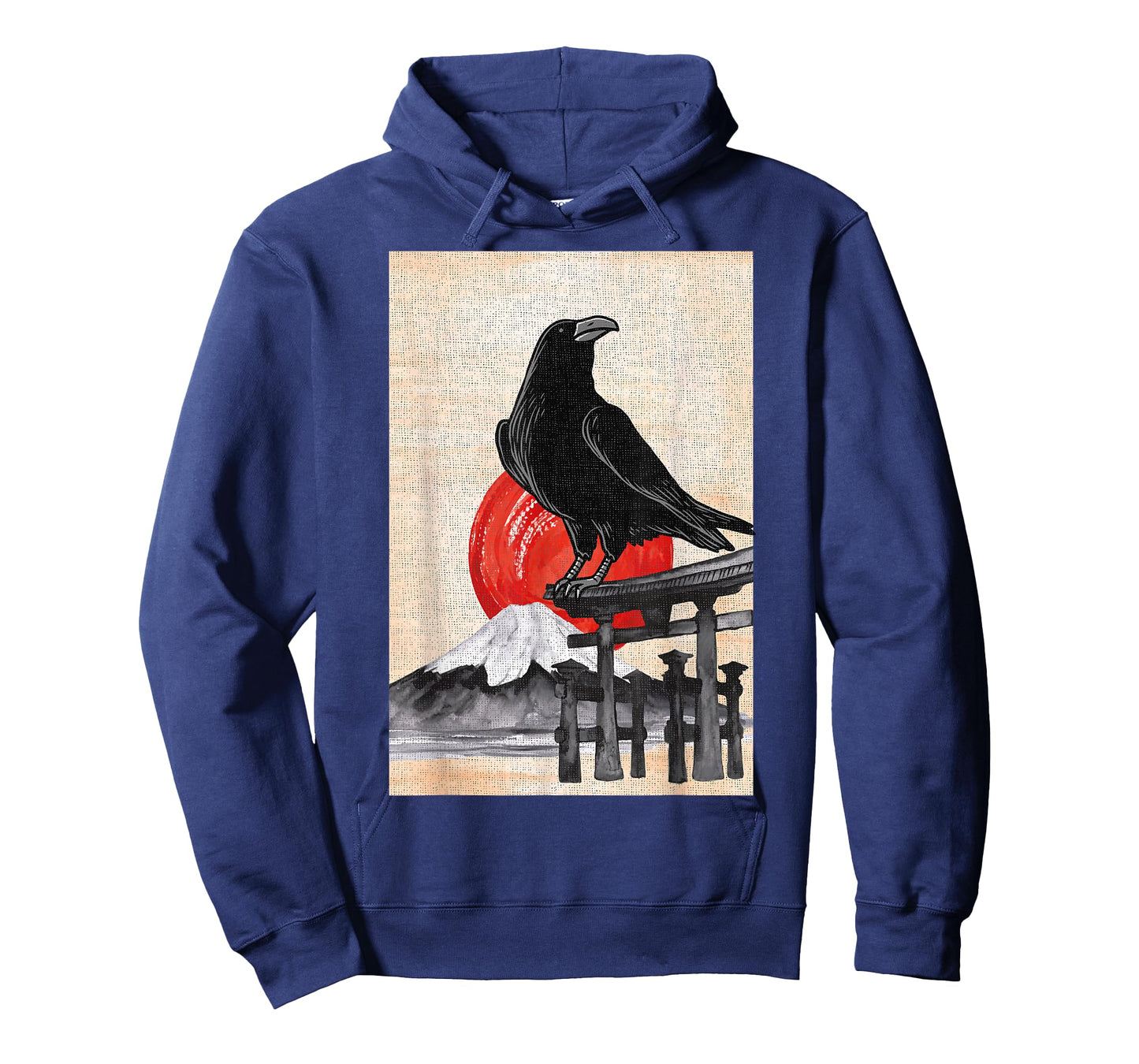Japanese Style Red Moon Raven Graphic Black Crow Occult Goth T-Shirt