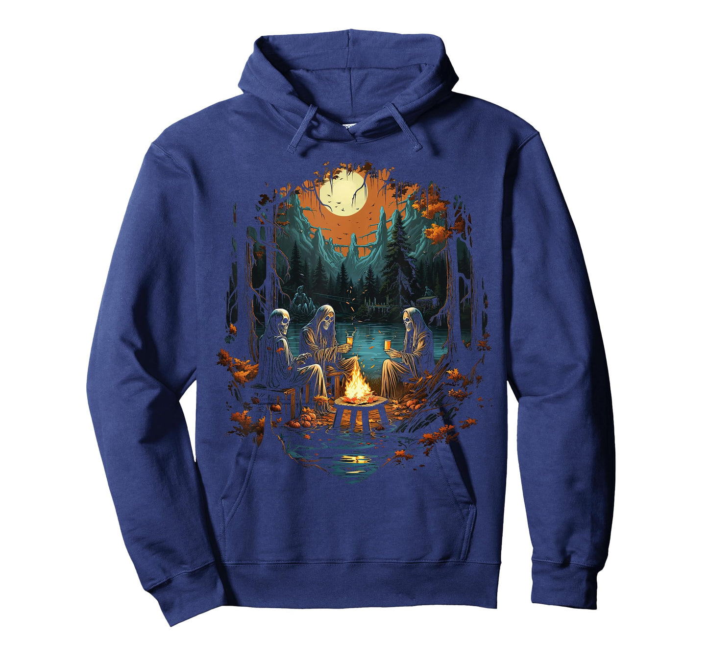 Vintage Ghost and Skeleton by Fire Camping Gothic Halloween T-Shirt