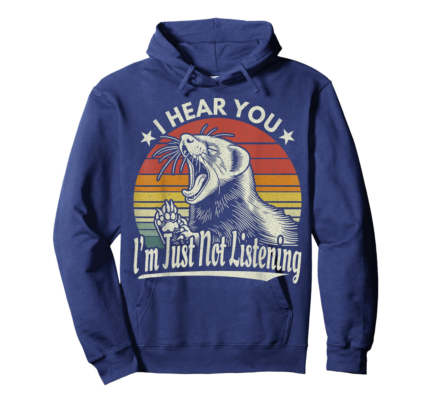 Yawn Ferret I Hear You I´m Just Not Listening Sunset Retro T-Shirt