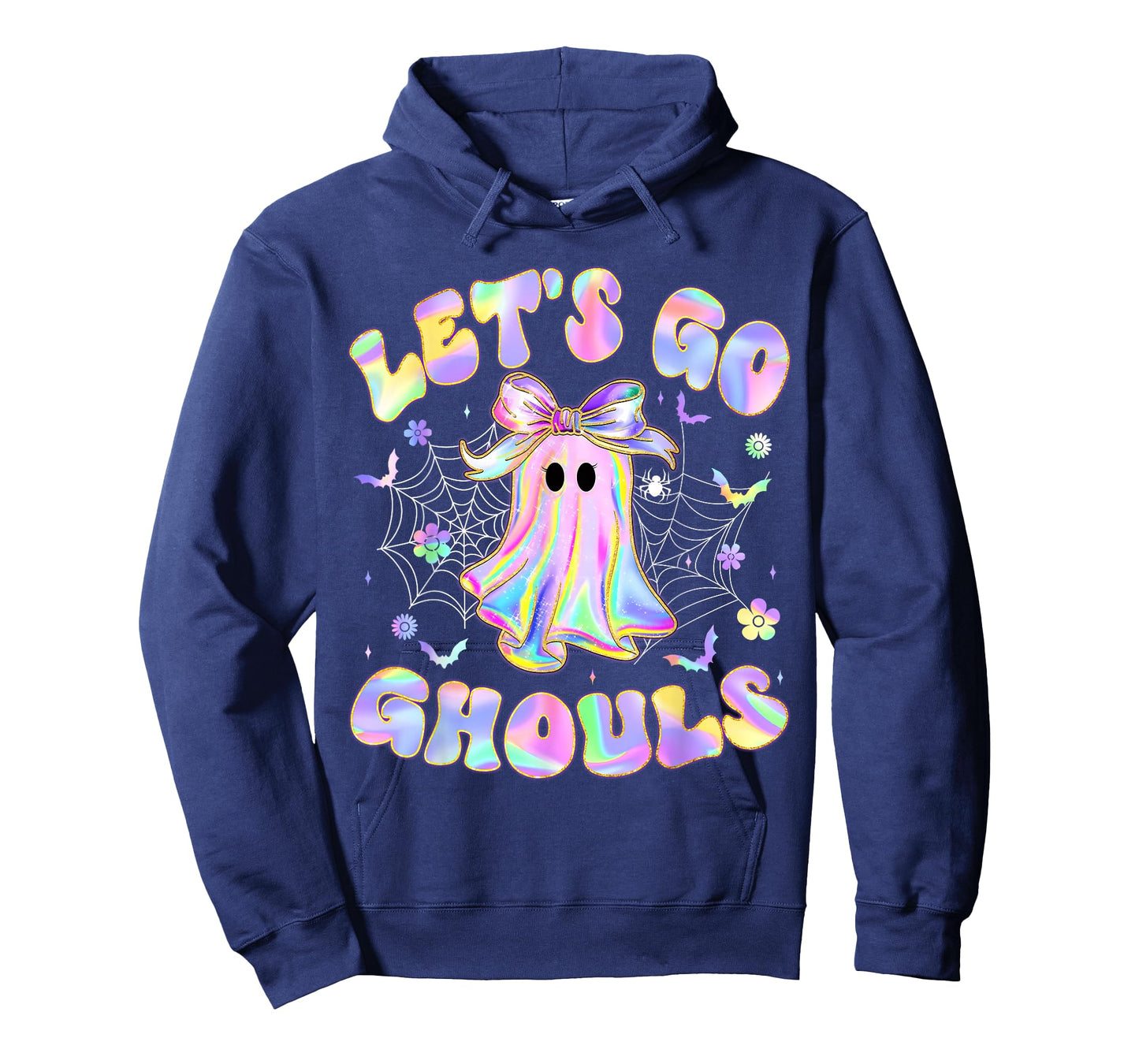 Halloween Lets Go Ghouls Ghost Retro Women Girl Kids Teen T-Shirt