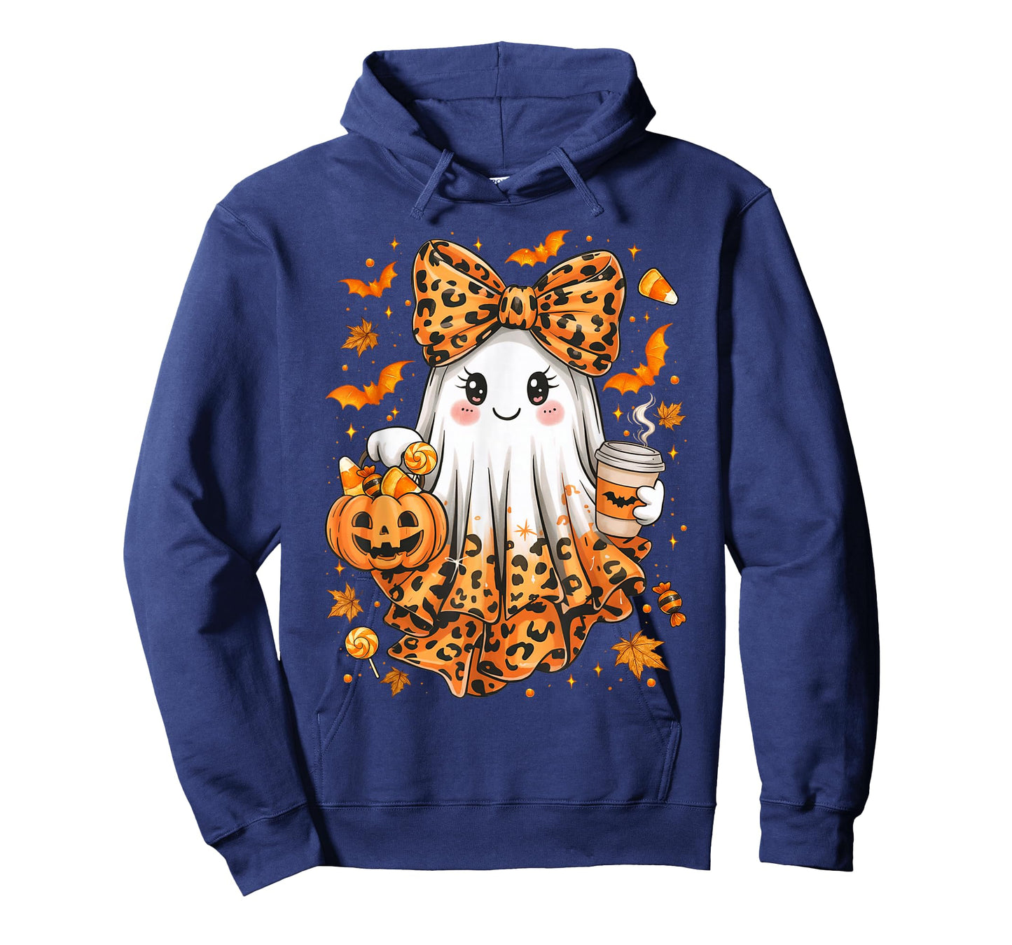 Leopard Ghost Drinking Coffee Halloween Ghost Coffee Women T-Shirt