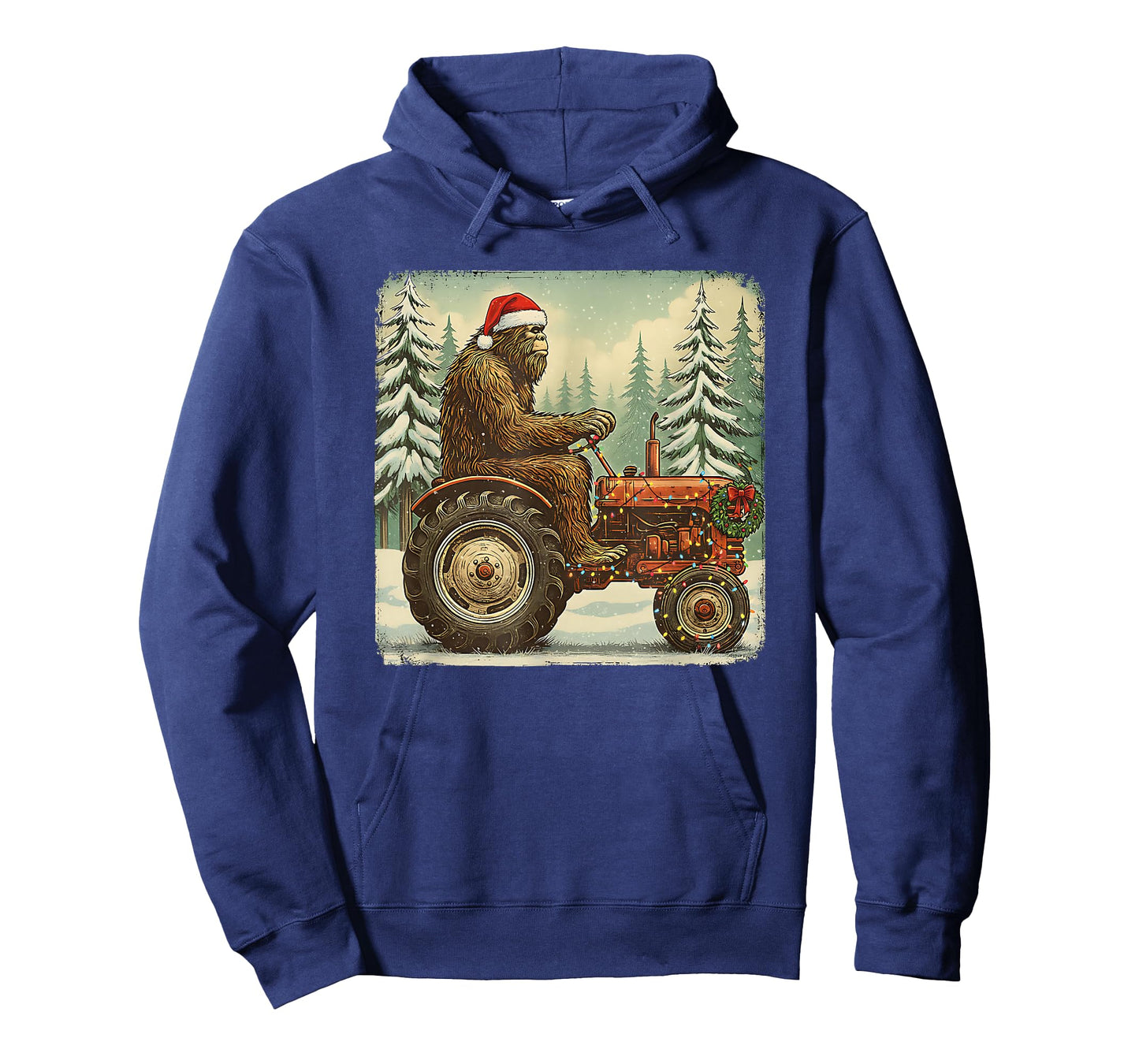 Tractor Christmas Bigfoot Sasquatch Santa Hat Farmer T-Shirt