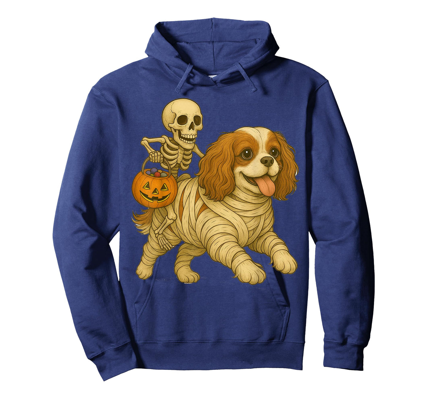 Skeleton Riding Mummy Cavalier King Charles Spaniel Dog T-Shirt