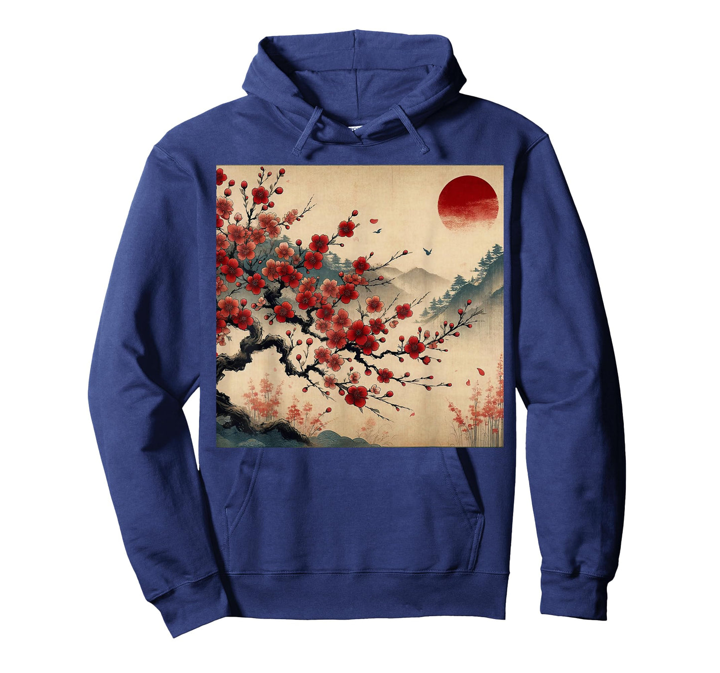 Vintage Cherry Blossom Woodblock Tee Japanese Graphical Art T-Shirt