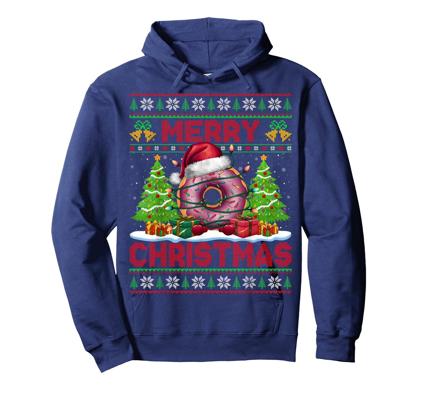 Donut Ugly Christmas Sweater Funny Doughnut Food Lights Xmas T-Shirt
