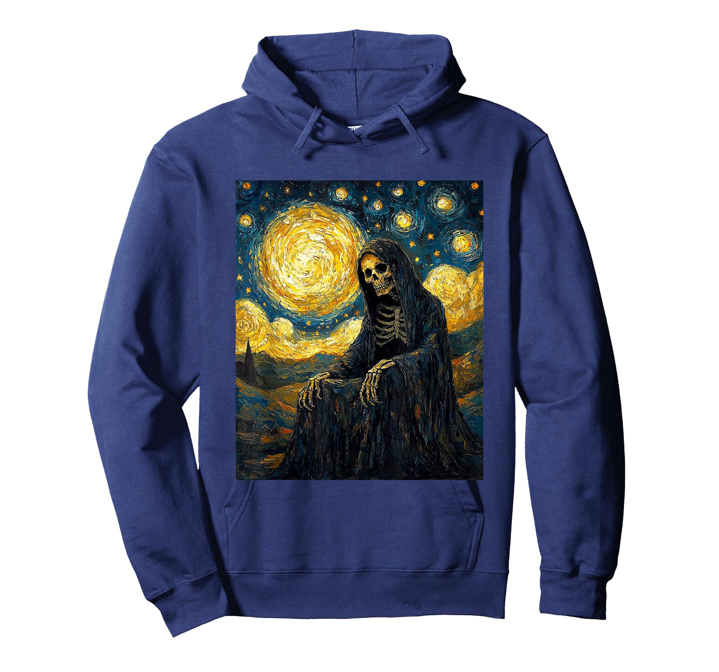 Ghost Skeleton Halloween - Van Gogh Style - Starry Night T-Shirt