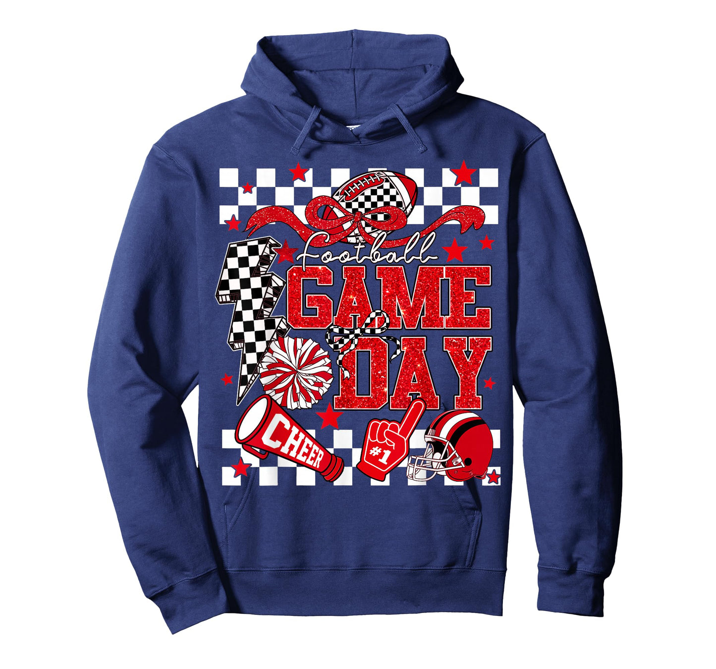 Game Day Football Red Black Touchdown Dad Mom Girls Go Cheer T-Shirt