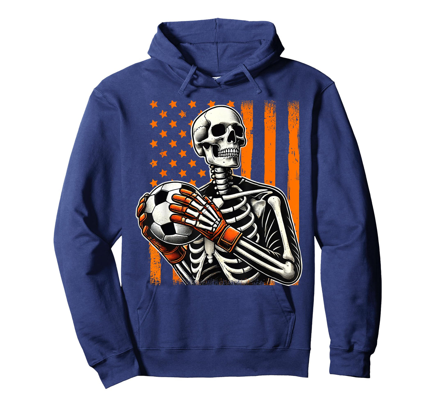 Skeleton Goalkeeper Holding Soccer Ball Goalie Halloween USA T-Shirt