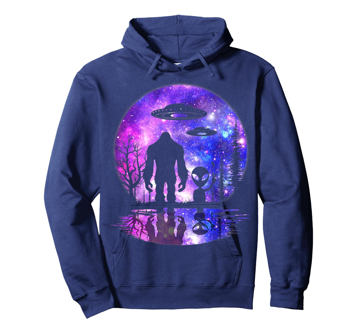 Alien And Bigfoot Full Moon Sasquatch UFO T-Shirt