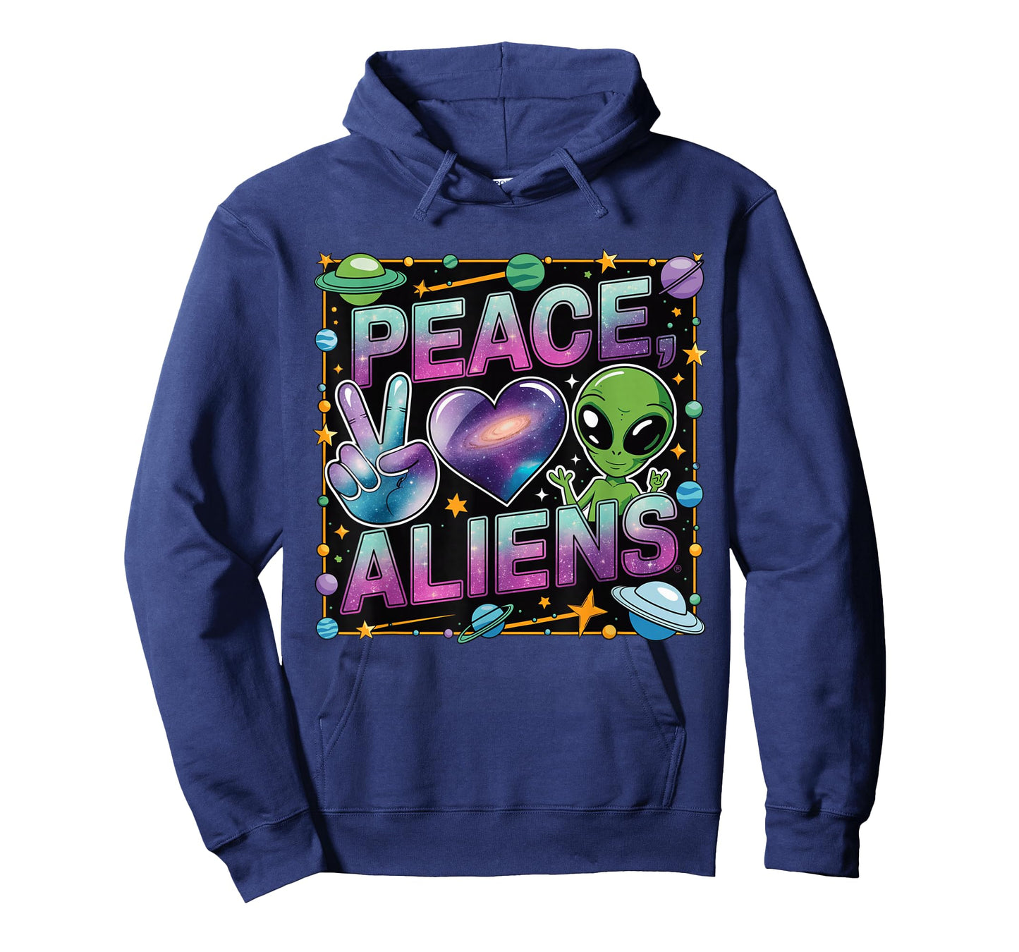 Peace Love Aliens Cool Funny Retro Vintage UFO UAP Alien T-Shirt