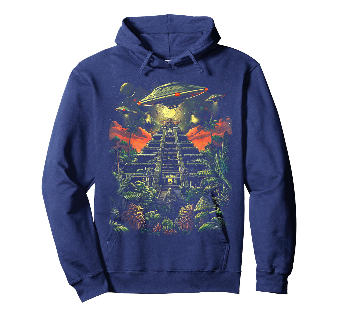 UFO Ancient Alien Pyramid South America Jungle T-Shirt