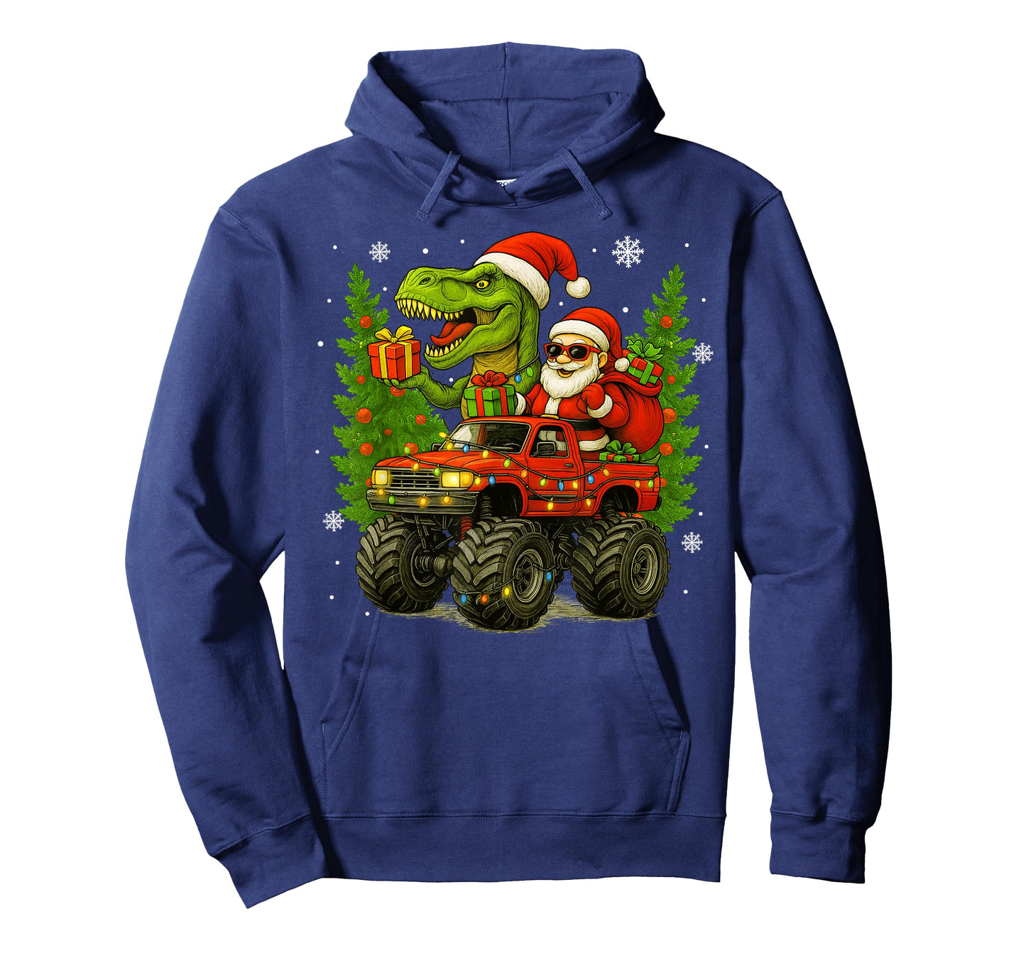Christmas Santa Monster Truck Dinosaur Lover Men Boy Kid T-Shirt