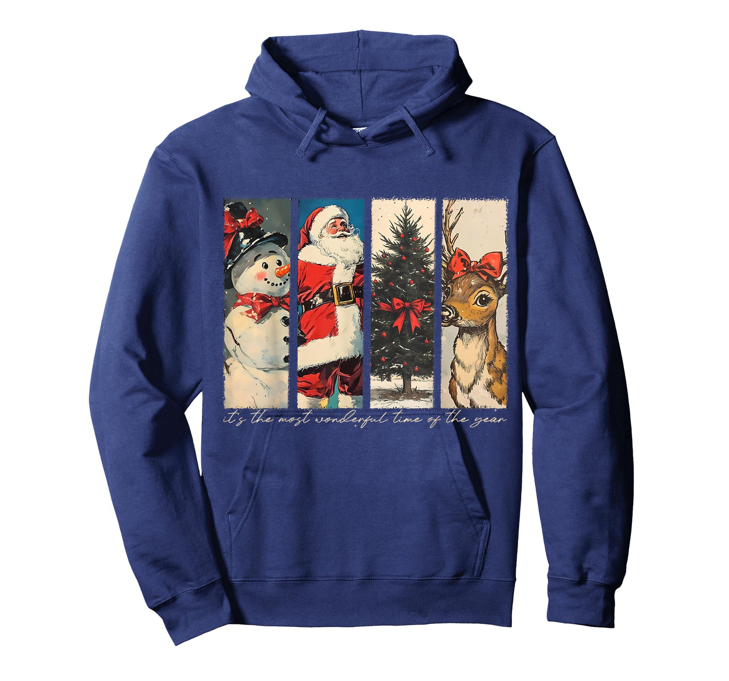 Retro Christmas Santa Claus Snowman Reindeer Christmas Tree T-Shirt