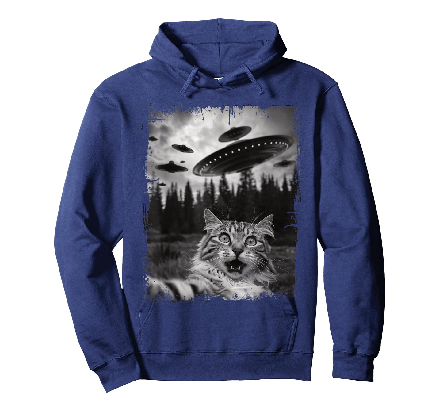 Cat Selfie With Ufo Alien Funny Cat Graphic T-Shirt