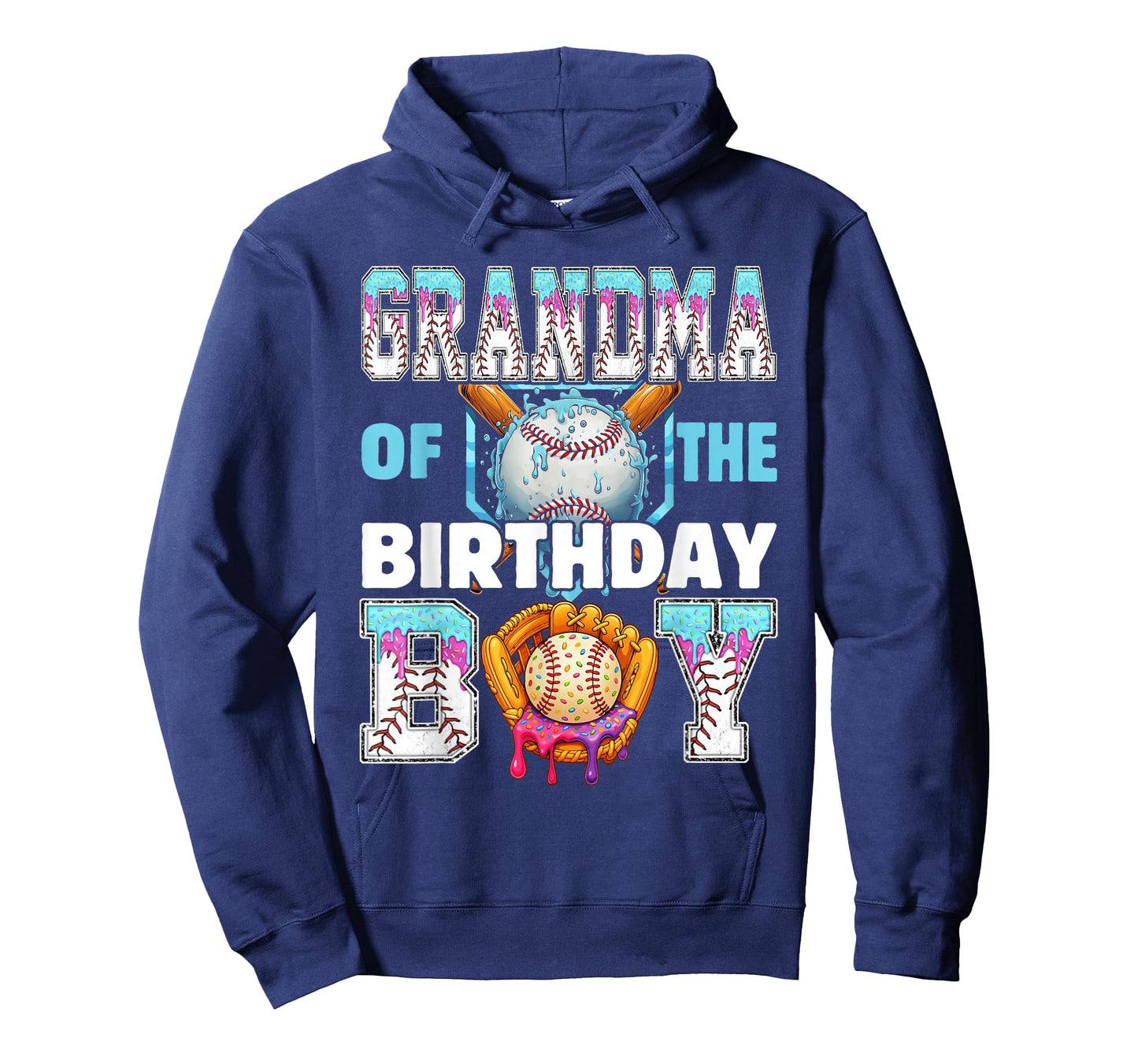 Baseball Ice Cream Drip Grandma of The Birthday Boy T-Shirt