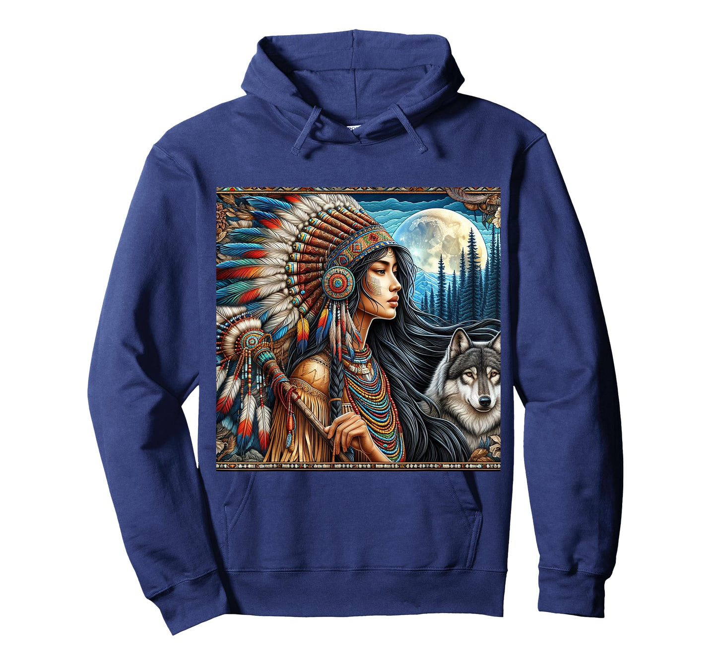 indian native american woman with white wolf vintage gifts T-Shirt