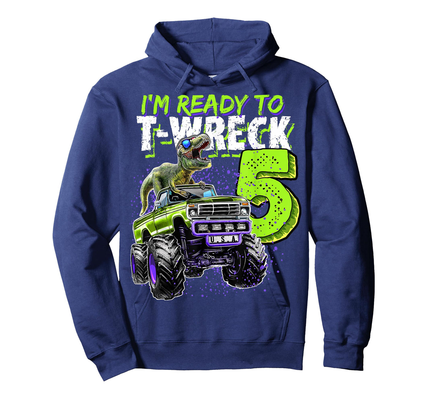 Ready to T-Wreck 5 Dinosaur Monster Truck 5th Birthday Boys T-Shirt