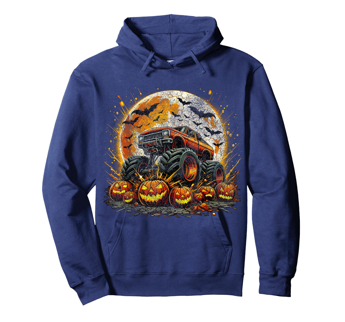 Monster Truck Pumpkin Halloween Jack O Lantern Moon T-Shirt