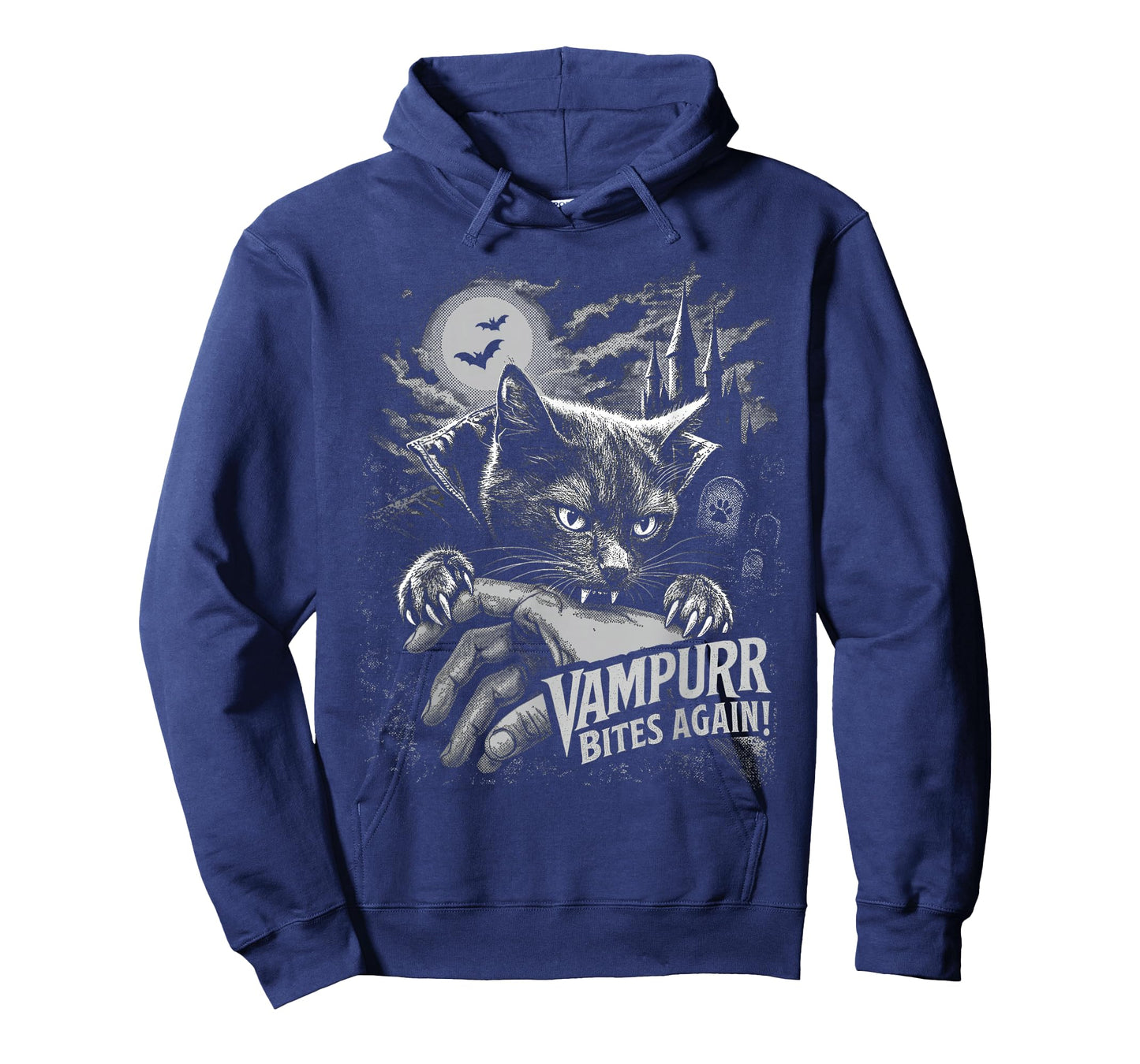 Funny Cat Vampurr Bites Again Halloween Vintage Graphic T-Shirt