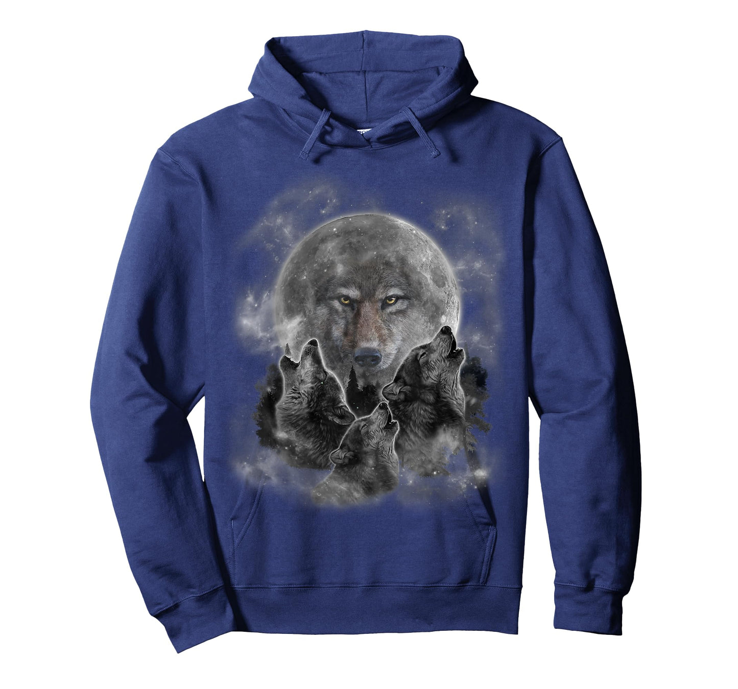 Three Wolves Howling, Full Moon w Wolf Silhouette T-Shirt