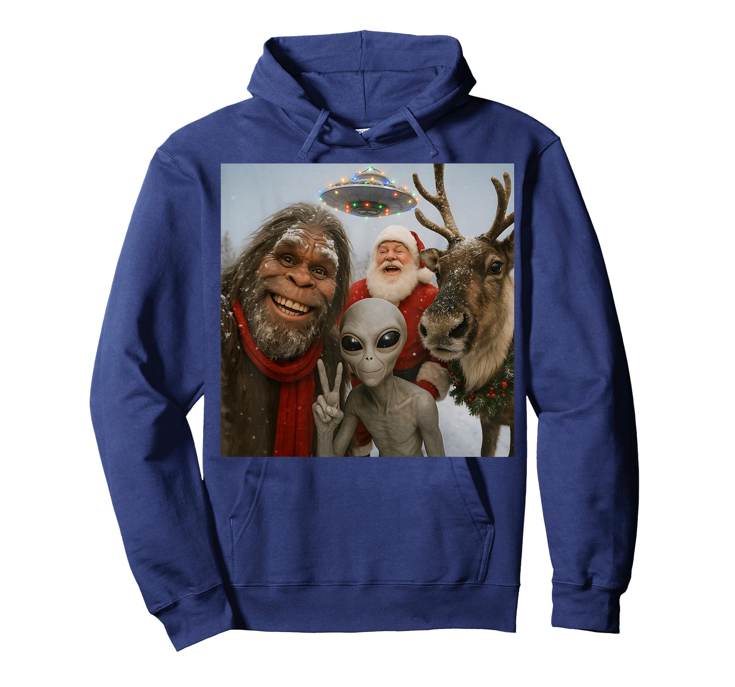 Funny Bigfoot Alien UFO Santa Reindeer Christmas T-Shirt
