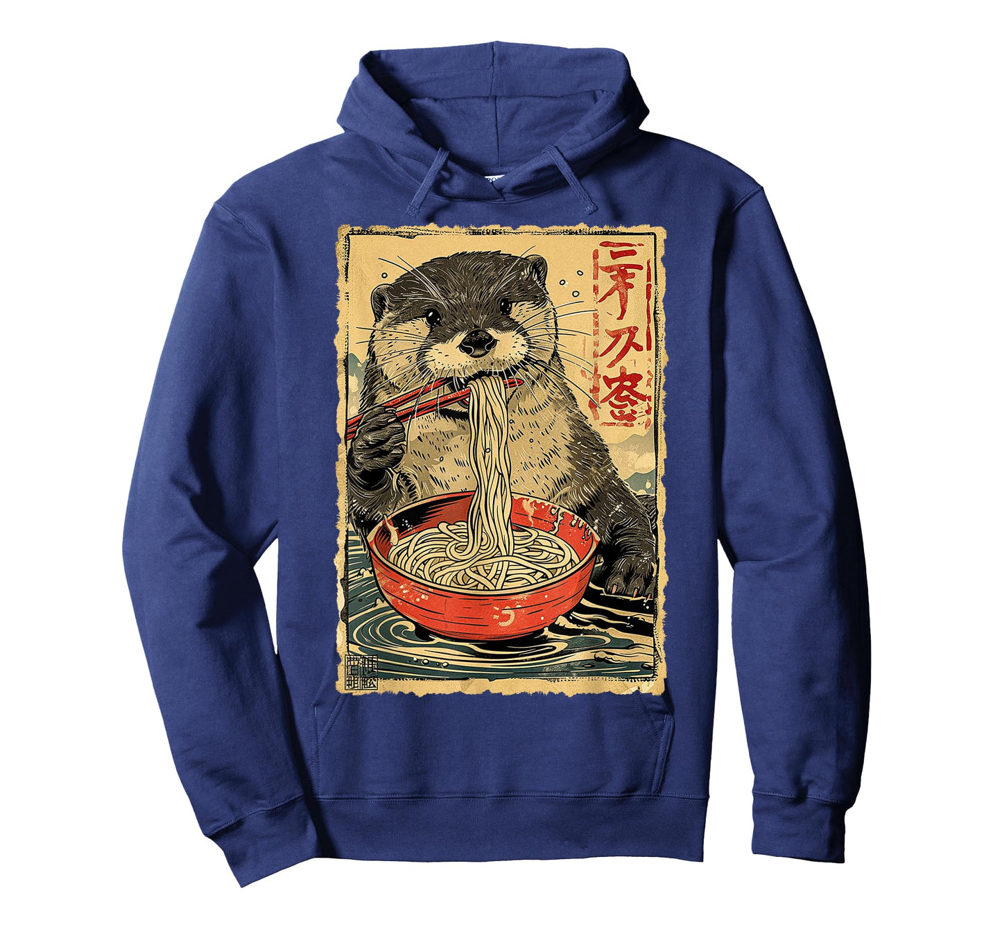 Funny Vintage Japanese Art Otter Eating Ramen Noodles Kids T-Shirt