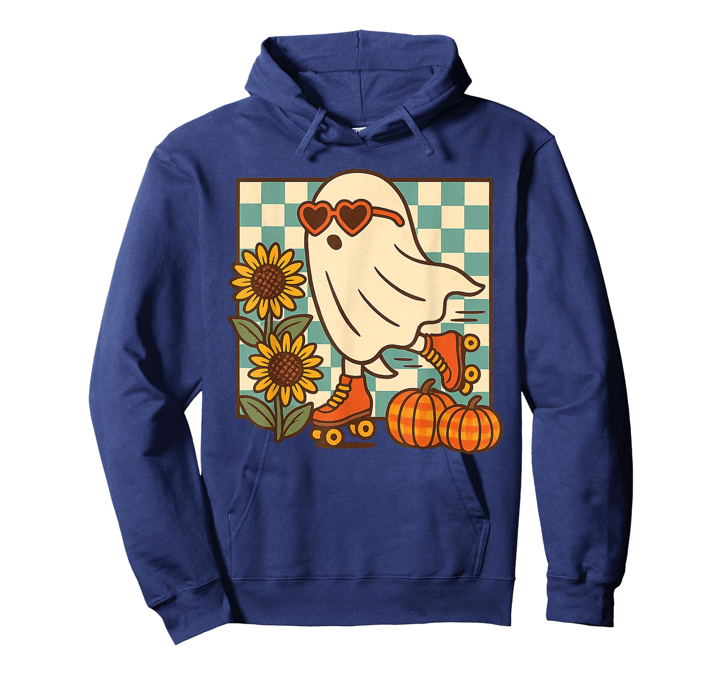 Retro Fall Ghost Roller Skating Halloween Graphic T-Shirt