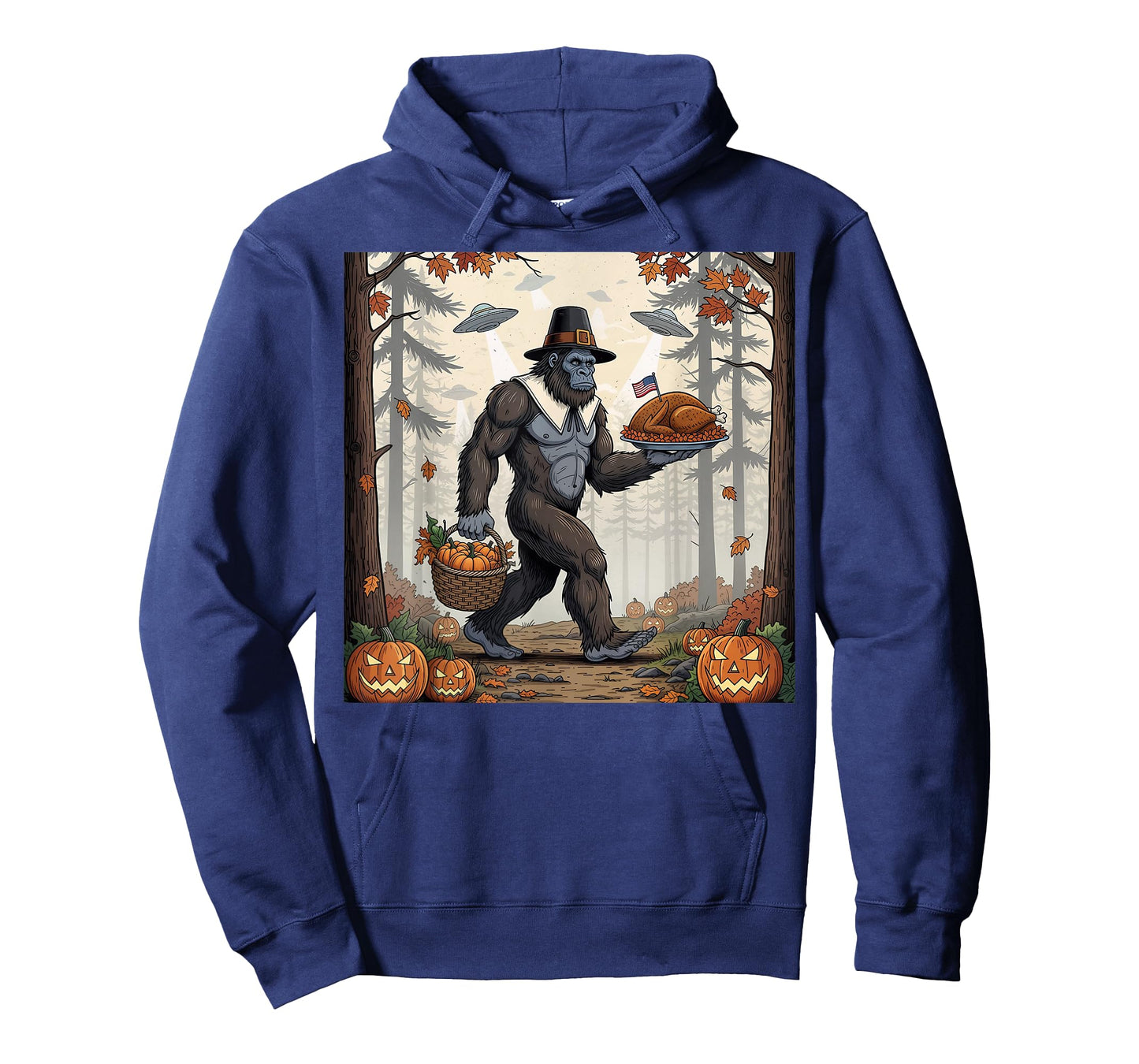Thanksgiving Bigfoot UFO Funny Sasquatch Turkey Day T-Shirt