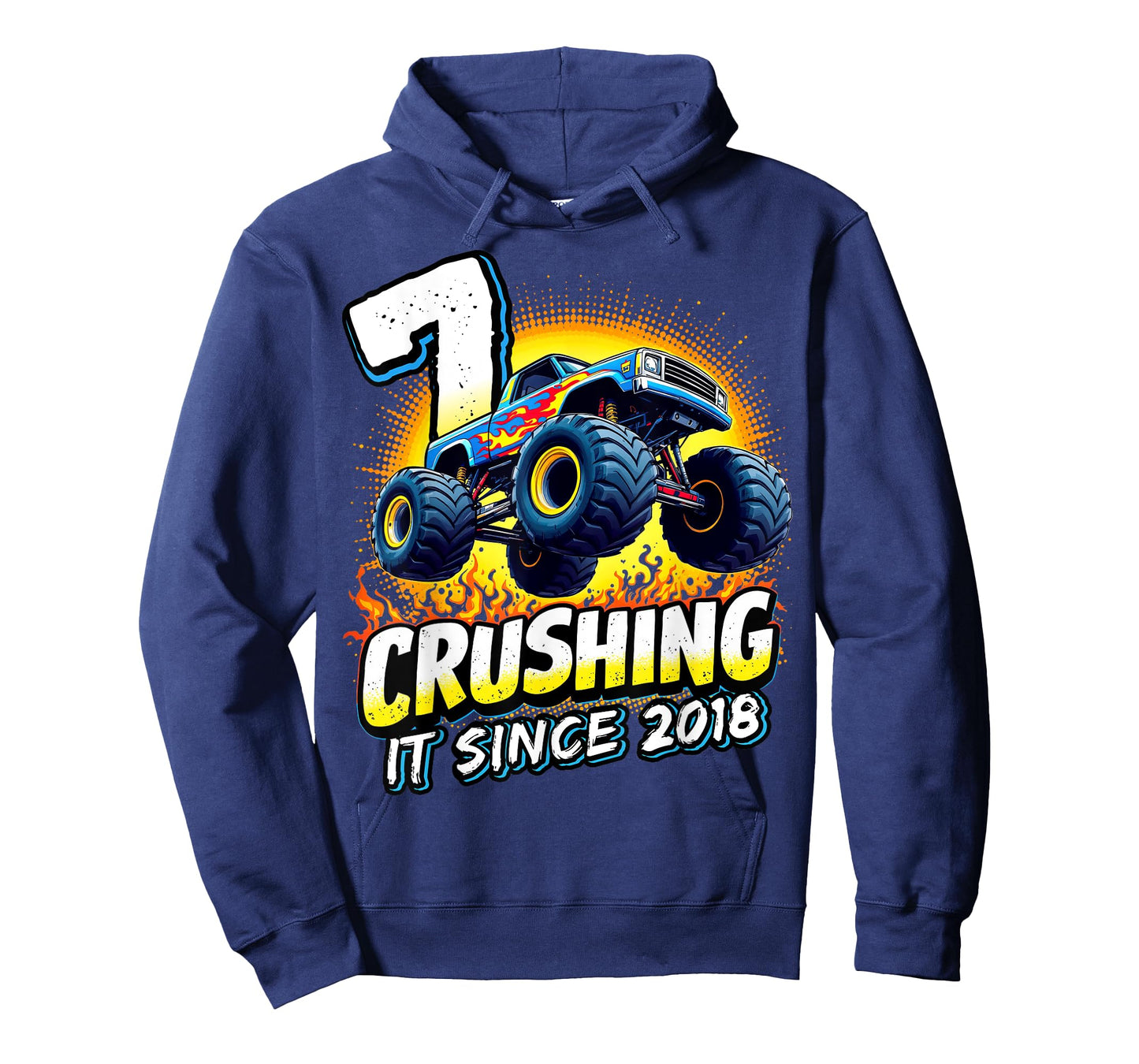 Birthday Monster Truck 7 year Old Boys 7th Party Born 2018 T-Shirt