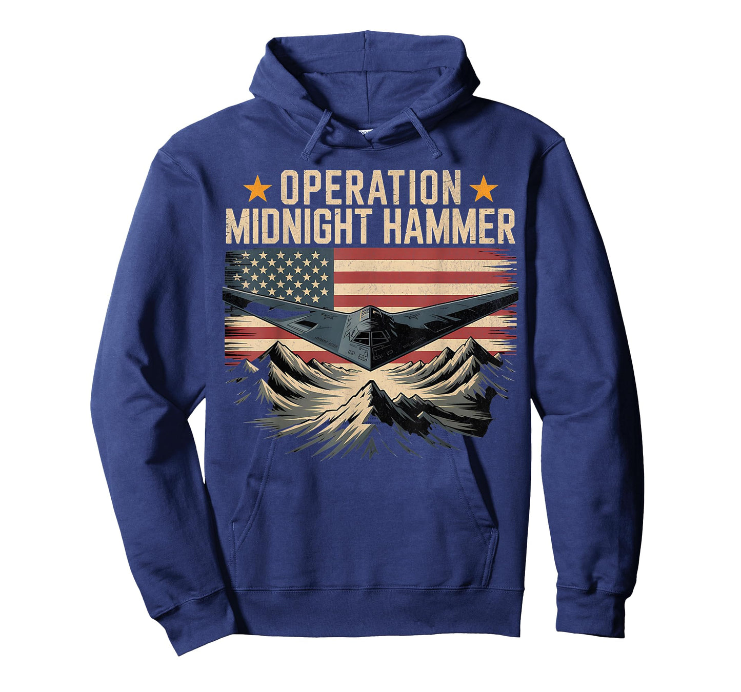 Retro Operation Midnight Hammer B-2 Jet with American Flag T-Shirt