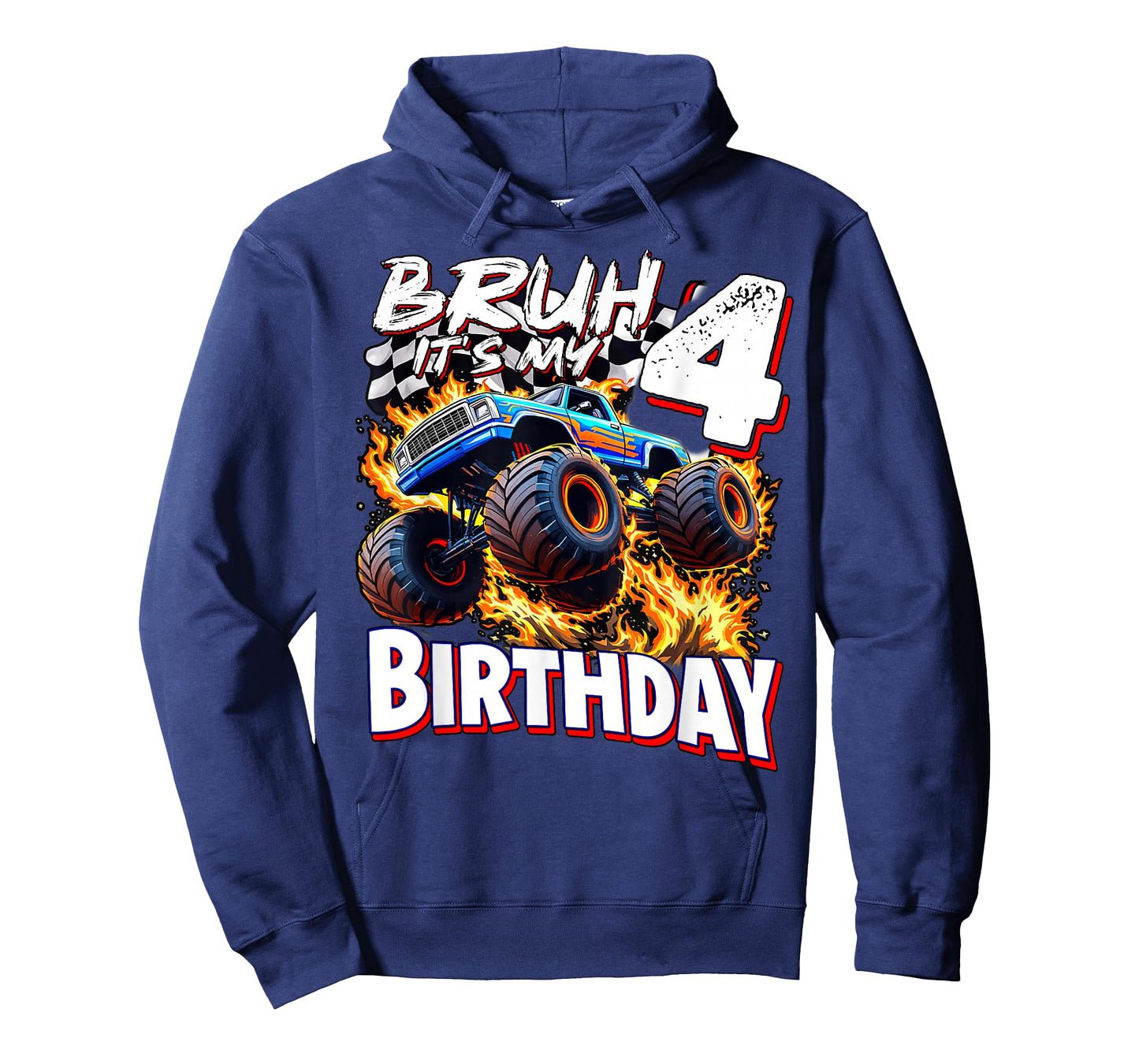 Bruh It's My 4th Birthday Monster Truck Boy 4 Year Old Kids T-Shirt