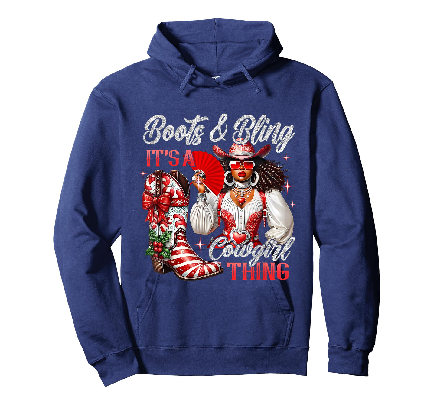 Merry Christmas Boots & Bling Its A Cowgirl Thing Afro Girls T-Shirt