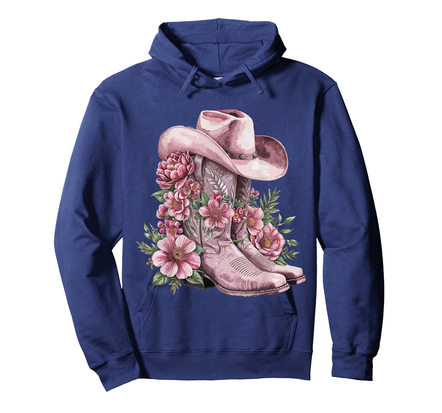 Watercolor Cowgirl Floral Boots Hat Western Boots Boho Women T-Shirt