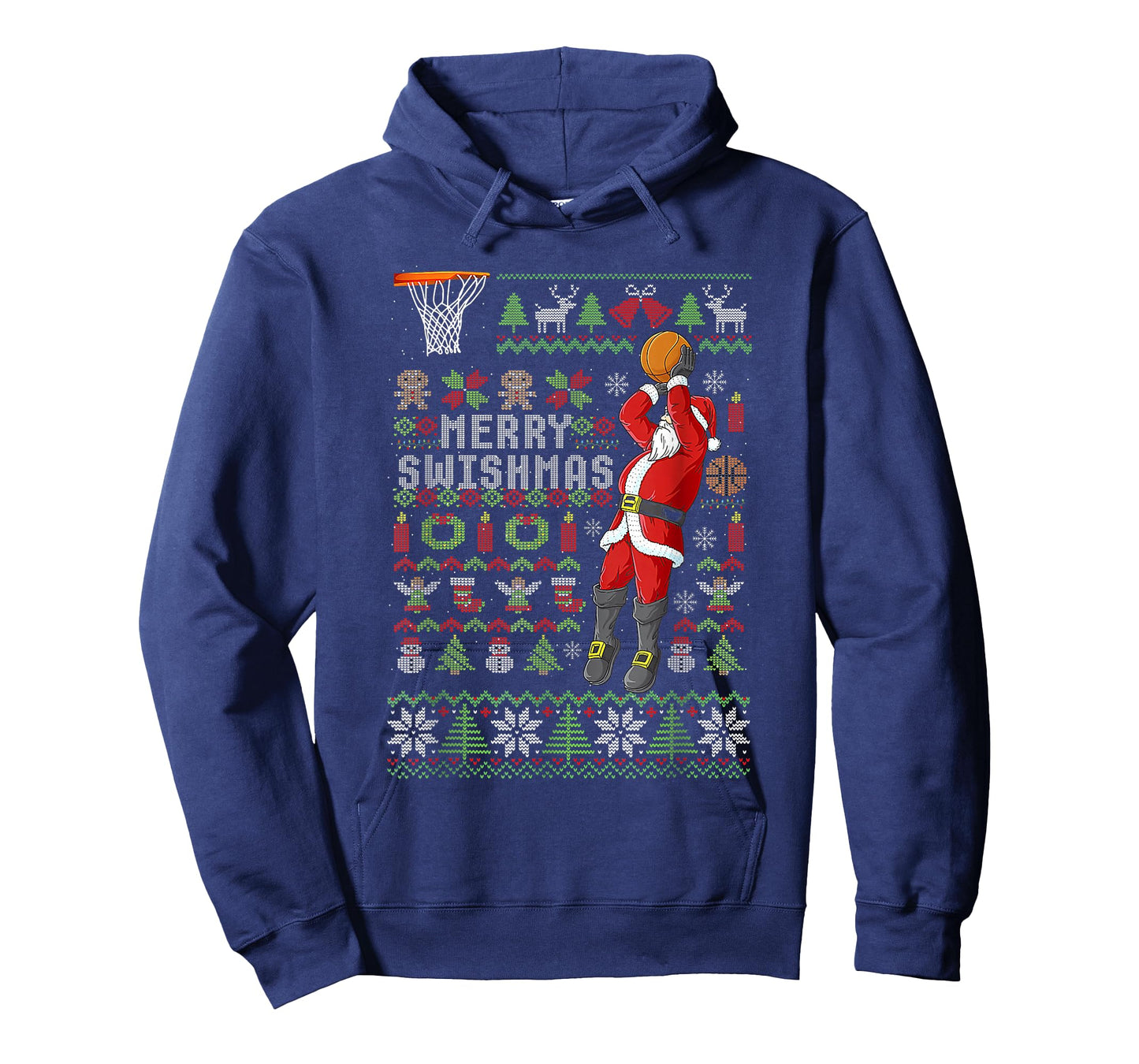 Merry Swishmas Ugly Christmas Sweater Basketball Xmas Pajama T-Shirt