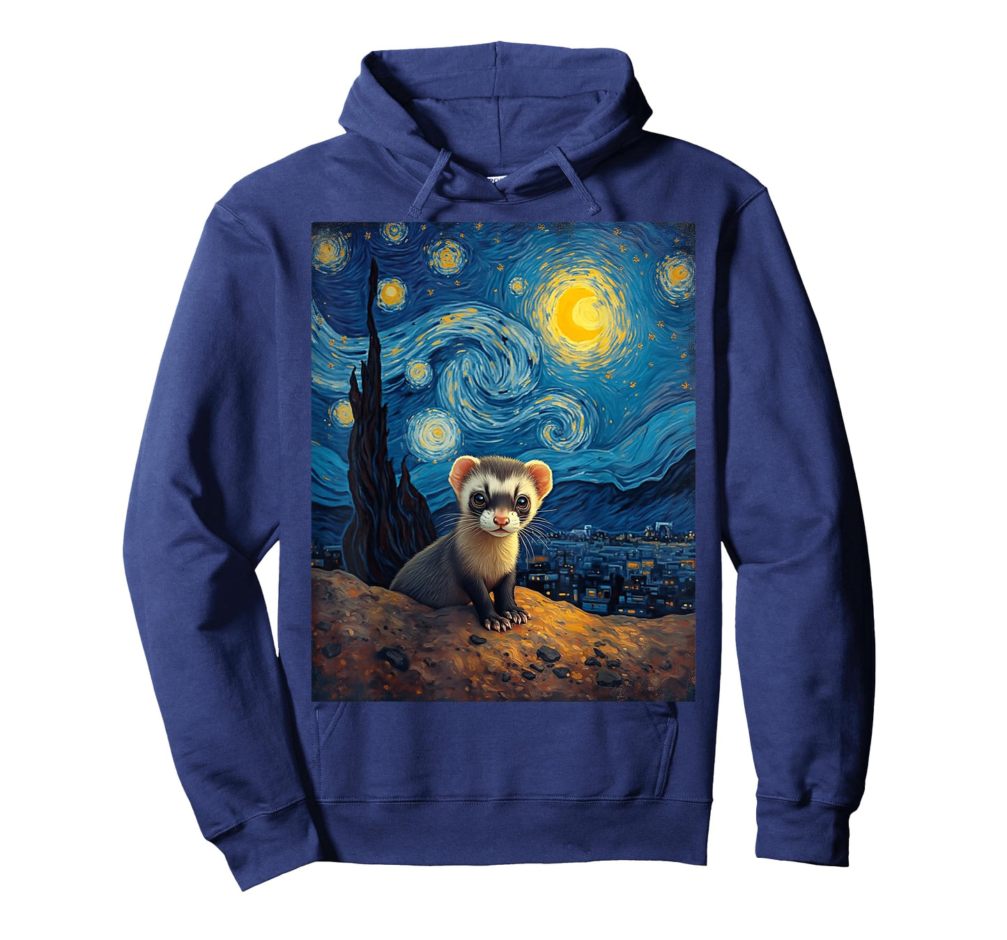Van Gogh's Starry Night Black-Footed Ferret Prairie Ghost T-Shirt