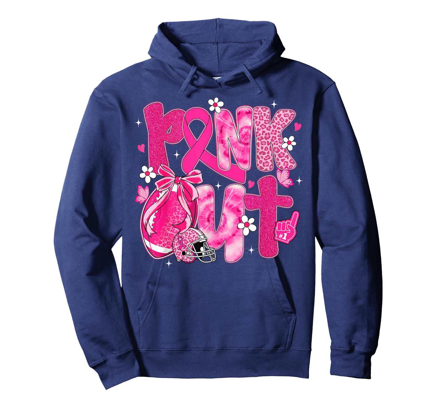 Football Pink Out Breast Cancer Awareness Women Tie Dye T-Shirt