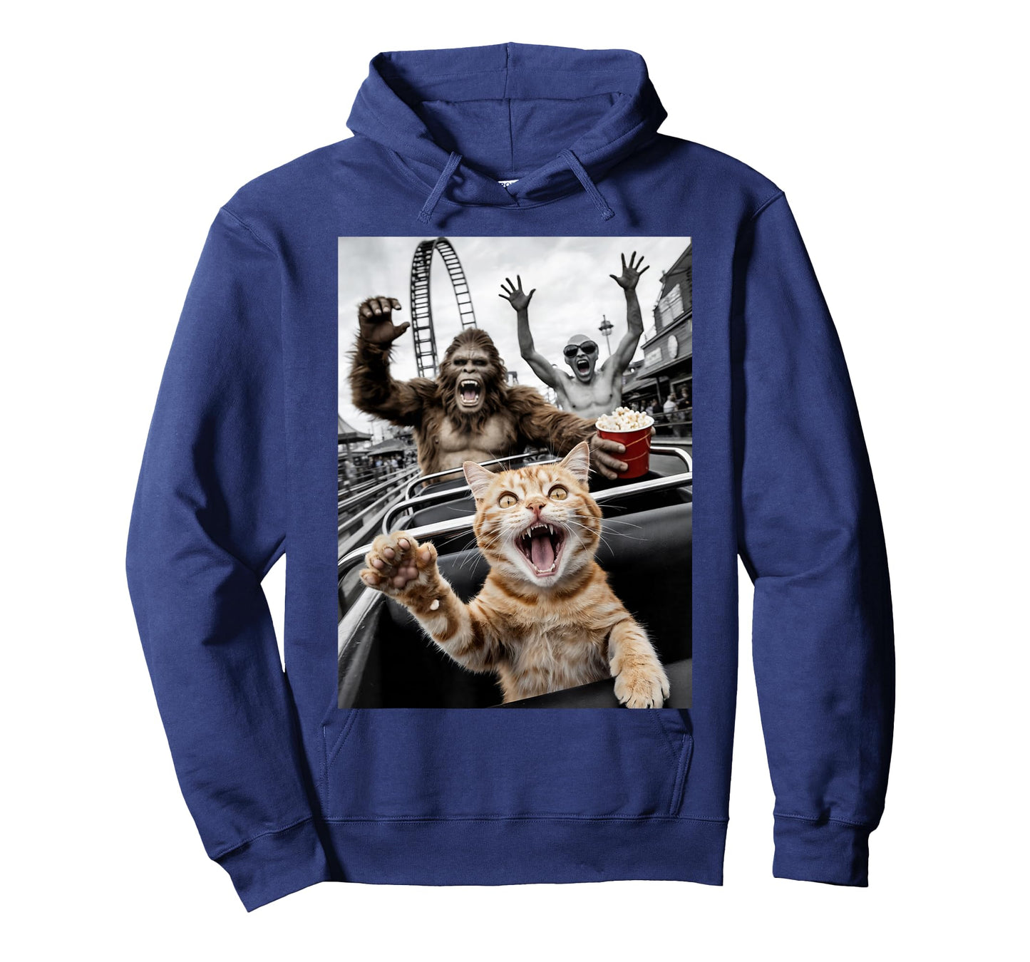 Funny Cat Selfie Bigfoot Alien Roller Coaster T-Shirt