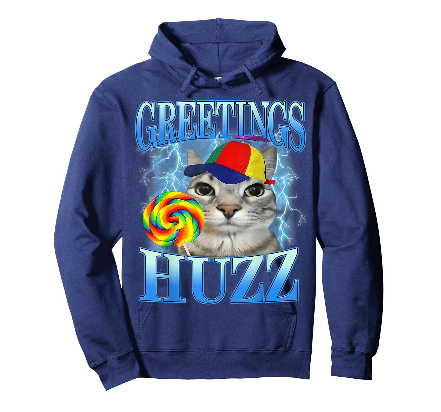Greetings Huzz Cat Meme Funny Lightning Candy Pet Enthusiast T-Shirt