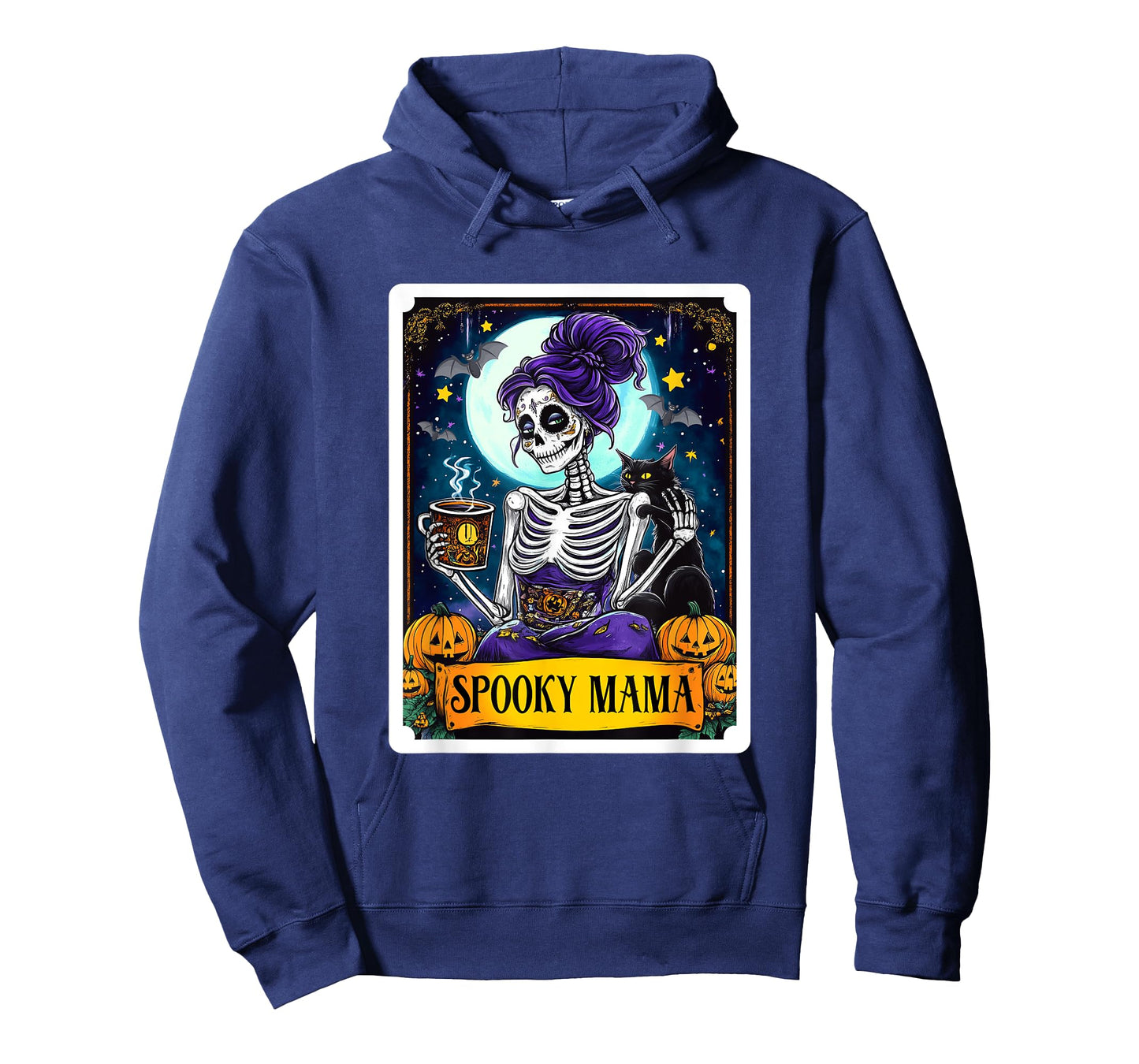 Spooky Mama Tarot Card Halloween Mom Skull Mama Black Cat T-Shirt