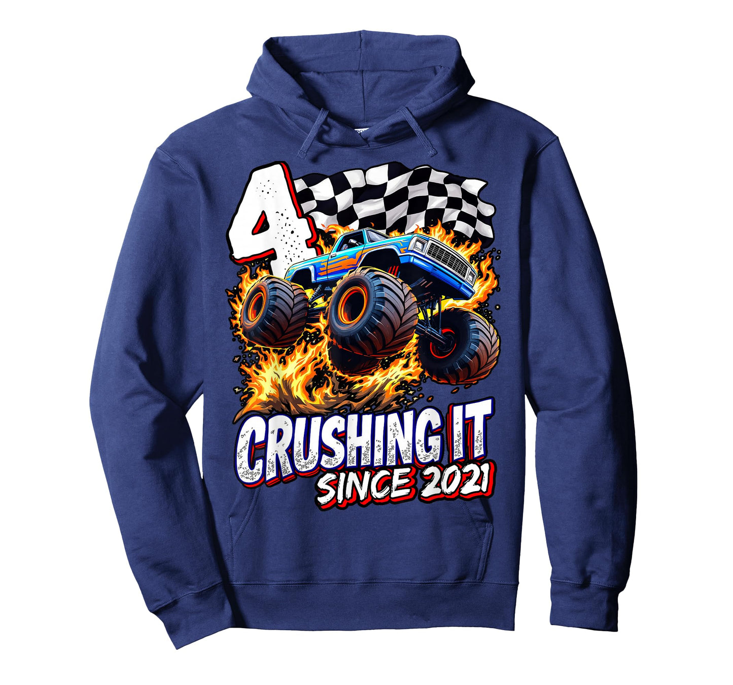 Birthday Monster Truck 4 year Old Boys 4th Party Born 2021 T-Shirt
