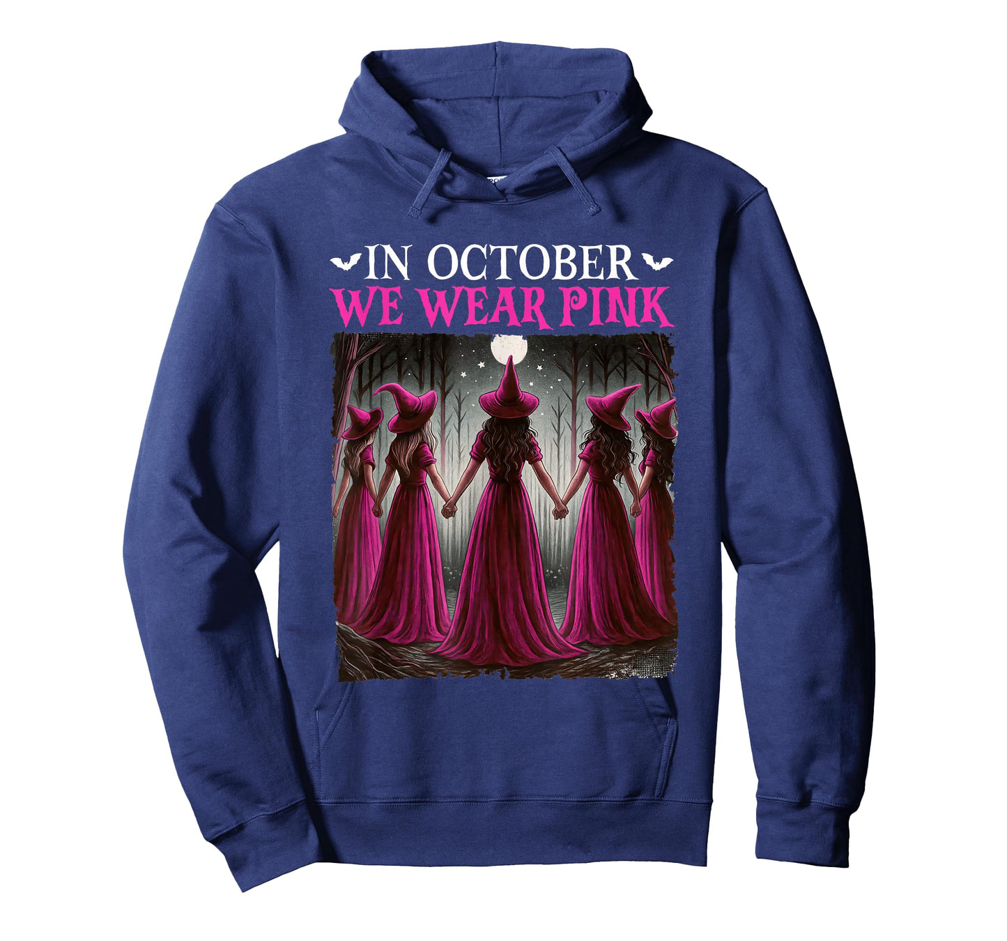 in October We Wear Pink Witch Halloween Breast Cancer Women T-Shirt