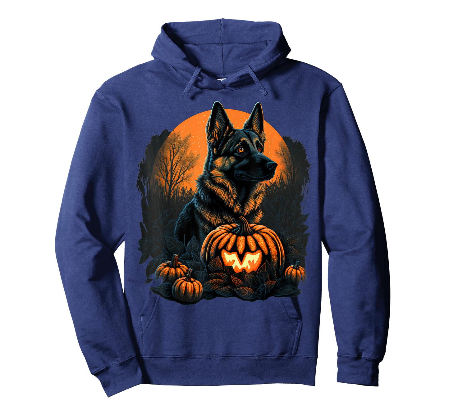 Pumpkin German Shepherd costume on German Shepherd Halloween T-Shirt