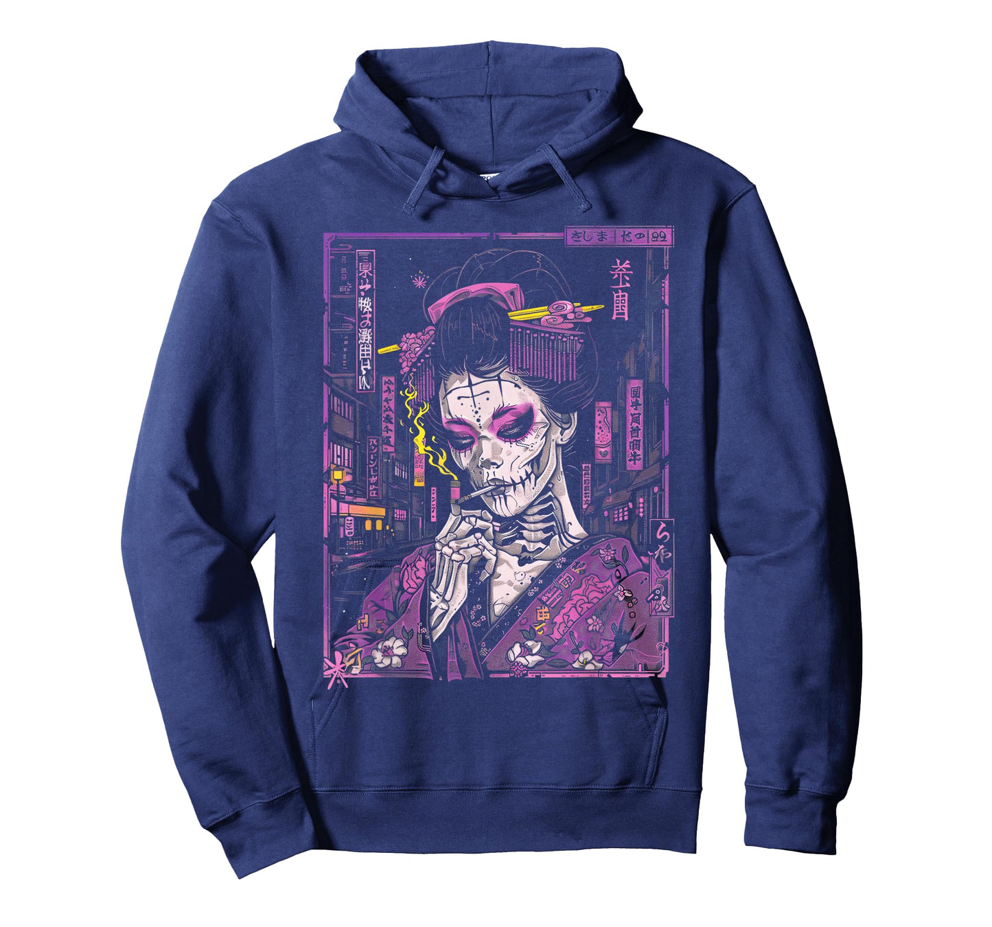 Anime Japanese Goth Cyberpunk City Geisha Skull Gothic Japan T-Shirt