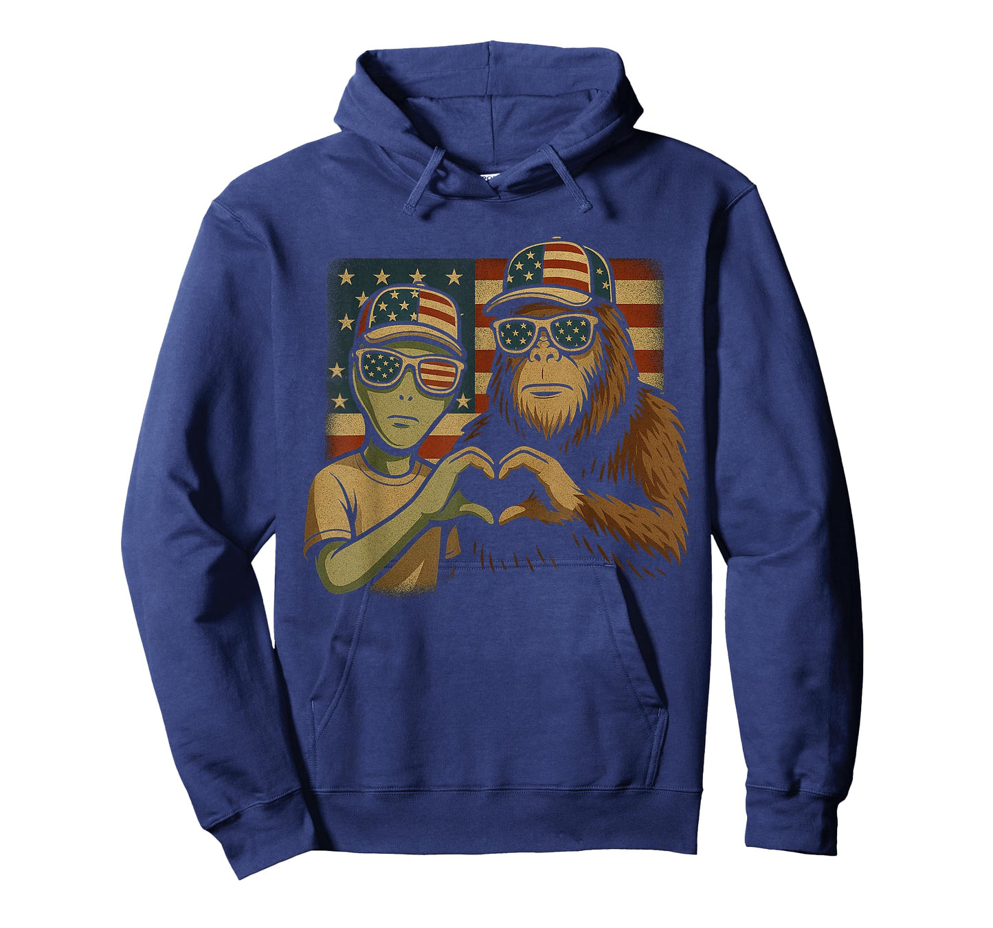 Funny Bigfoot Sasquatch UFO Bigfoot And Alien 4th Of July T-Shirt