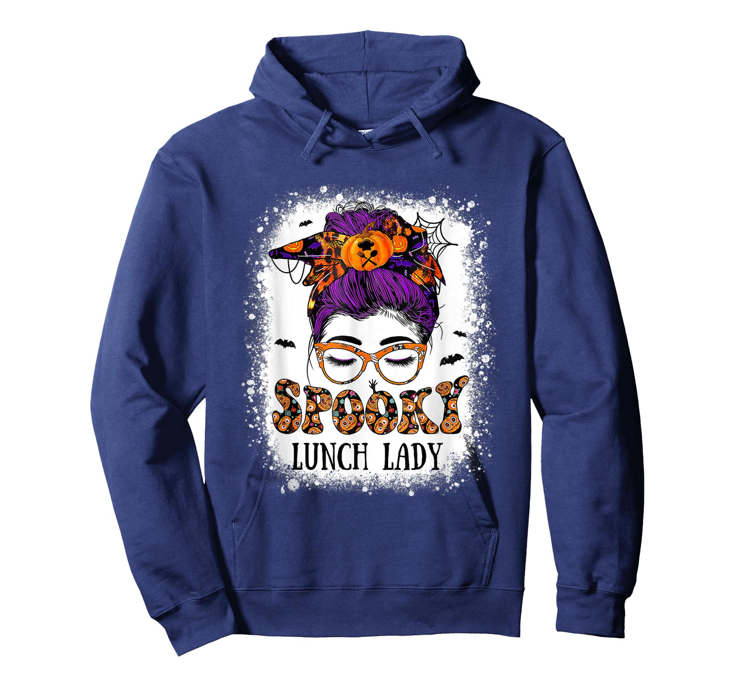 Spooky Lunch Lady Witch Leopard Messy Bun Halloween Costumes T-Shirt