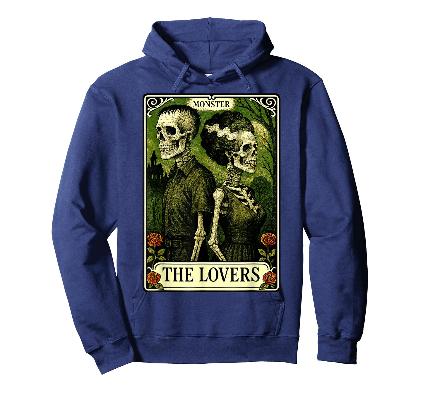 Monster Frankenstein and Bride Lovers Tarot Card Skeleton T-Shirt