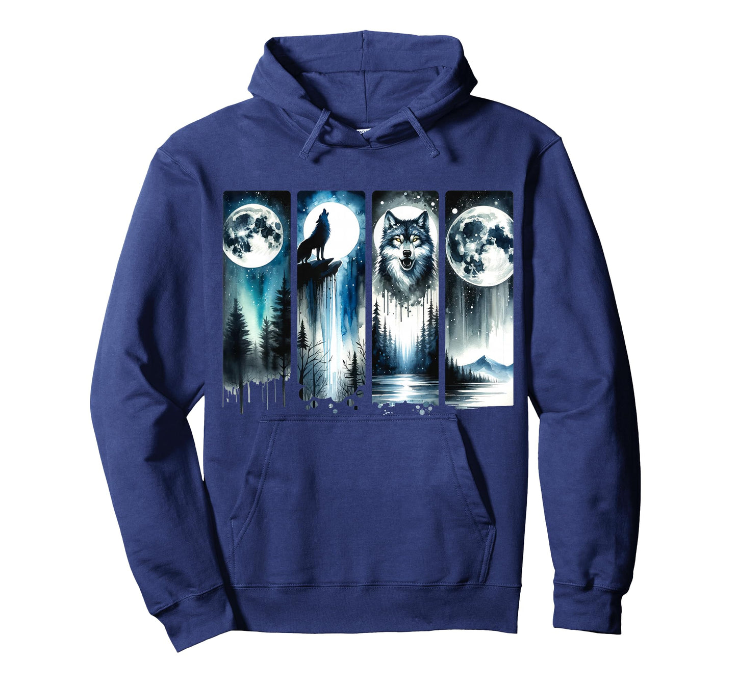 Wolf & Full Moon Forest Night Scene - Graphic T-Shirt